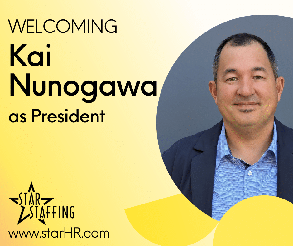 Kai Nunogawa, Star Staffing's New President